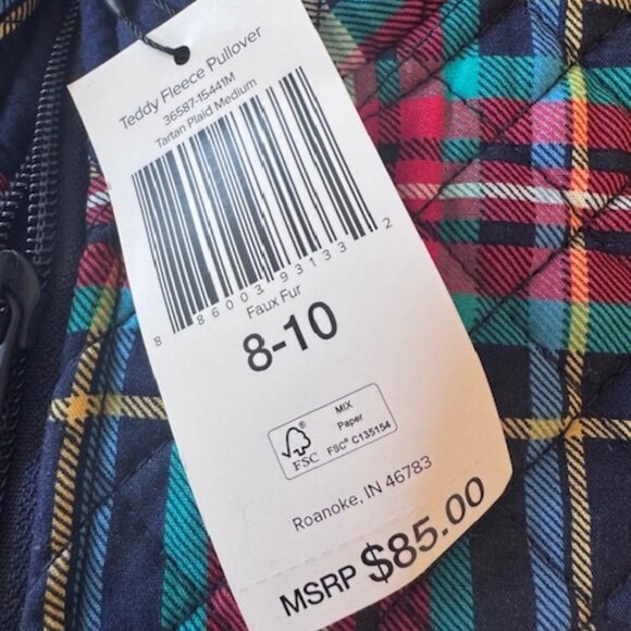 Vera Bradley Teddy Fleece Pullover Tartan Plaid - Picture 8 of 9